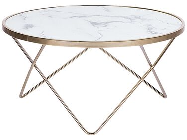 Coffee Table MERIDIAN Tempered Glass Marble/ Gold