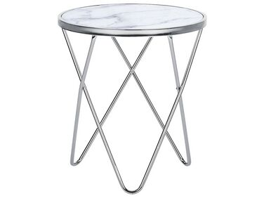 Side Table MERIDIAN Tempered Glass Marble/ Silver