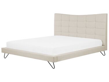 Lit avec sommier Tissu LANNION 180 x 200 cm Beige clair