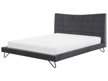Lit avec sommier Velours LANNION 180 x 200 cm Gris foncé