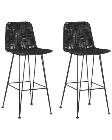 Lot de 2 chaises de bar CASSITA Rotin Noir