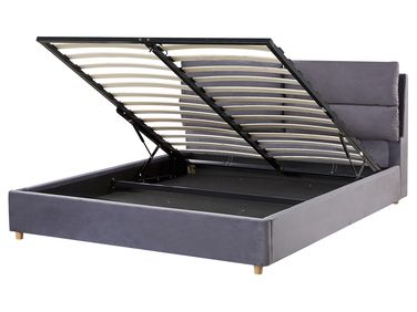 Lit ottoman Velours BATILLY 160 x 200 cm Gris