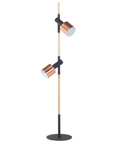 Lampadaire OWENS Réglable Bois de chêne Noir