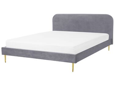 Lit avec sommier Velours FLAYAT 180 x 200 cm Gris