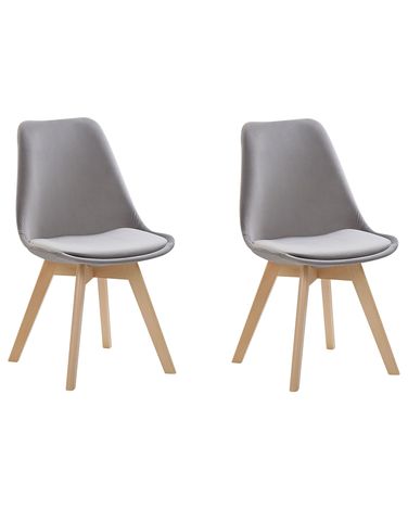 Lot de 2 chaises de salle à manger DAKOTA II Velours Gris
