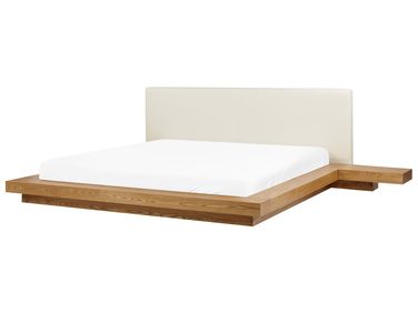 Lit avec sommier Cuir PU ZEN 180 x 200 cm Frêne naturel
