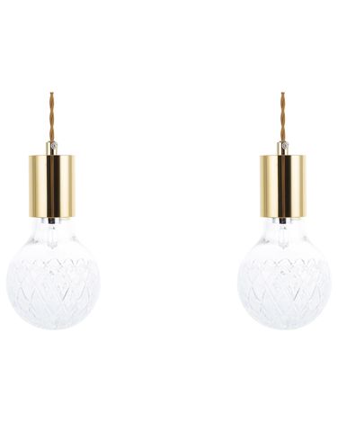 Set van 2 hanglampen ANZA Glas Goud