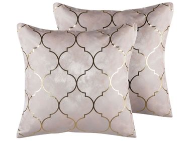 Lot de 2 coussins décoratifs ALYSSUM 45 x 45 cm Rose Motif de treillis