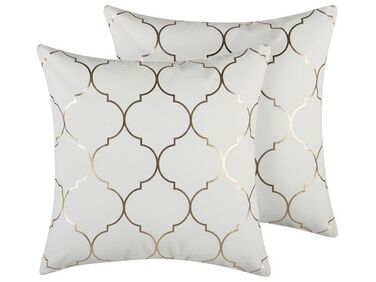Lot de 2 coussins décoratifs ALYSSUM Coton 45 x 45 cm Blanc Motif de treillis