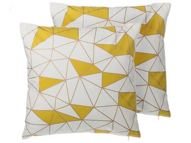Lot de 2 coussins décoratifs CLARKIA Coton 45 x 45 cm Jaune Motif géométrique