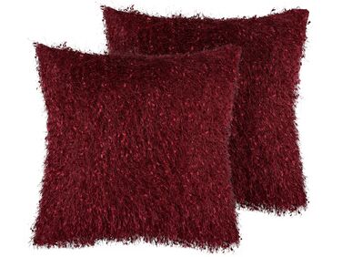 Lot de 2 coussins décoratifs HELLEBORE 45 x 45 cm Rouge foncé Unicolore