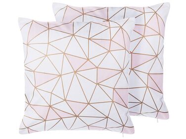 Lot de 2 coussins décoratifs CLARKIA Coton 45 x 45 cm Rose Motif géométrique