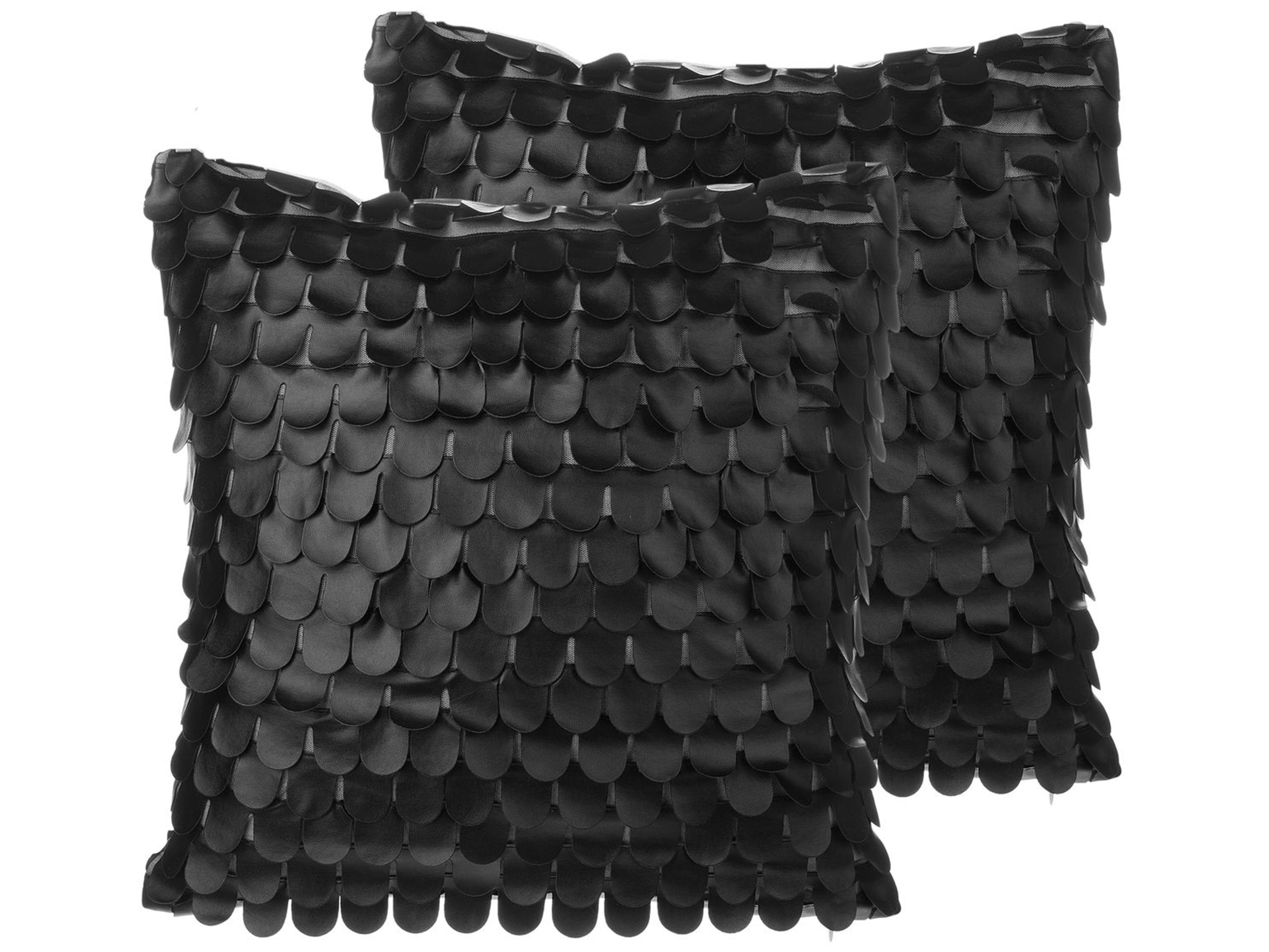 Lot de 2 coussins décoratifs LOBELIA Cuir PU 45 x 45 cm Noir Unicolore