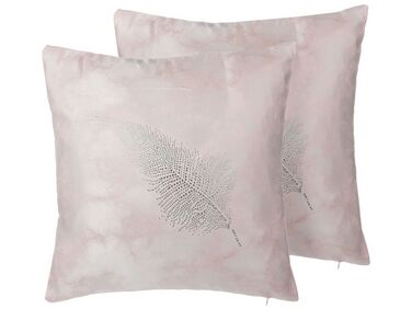 Lot de 2 coussins décoratifs SILENE 45 x 45 cm Rose Motif de plante