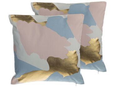 Set of 2 Decorative Cushions IXIA Cotton 45 x 45 cm Pink Abstract Pattern
