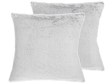 Lot de 2 coussins décoratifs CLEMATIS Fourrure synthétique 45 x 45 cm Gris clair Unicolore