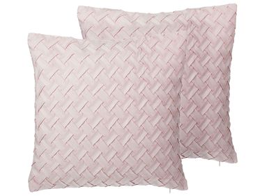 Lot de 2 coussins décoratifs TITHONIA 45 x 45 cm Rose Motif à chevrons