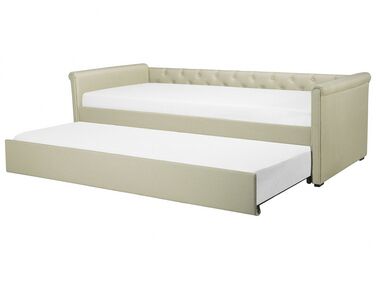 Lit gigogne Tissu LIBOURNE 80 x 200 cm Beige
