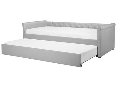 Lit gigogne Tissu LIBOURNE 80 x 200 cm Gris clair
