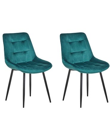 Lot de 2 chaises de salle à manger MELROSE Velours Turquoise