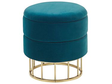 Pouf de rangement ELGIN Velours Bleu paon