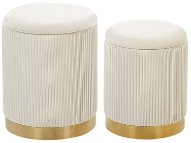 Set van 2 opbergpoefs MIRAMAR Fluweel Wit