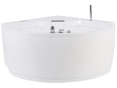Hoek bubbelbad met LED MILANO met ingebouwde Bluetooth speaker 181 x 150 cm Wit