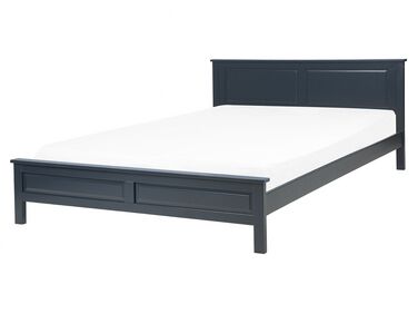 Lit avec sommier Bois de pin OLIVET 160 x 200 cm Bleu foncé