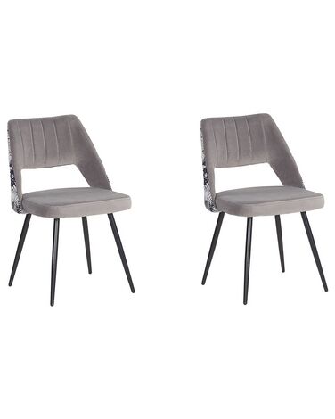 Lot de 2 chaises de salle à manger ANSLEY Velours Gris