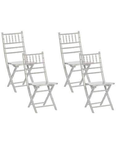 Lot de 4 chaises de salle à manger Pliant MACHIAS Bois de hêtre Argenté