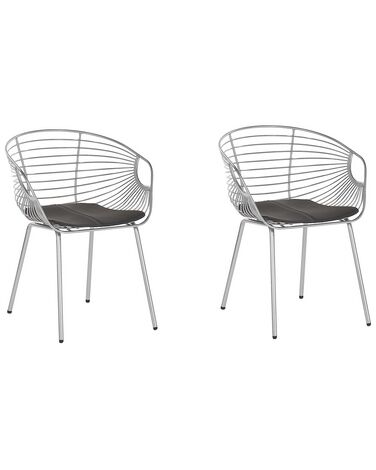 Lot de 2 chaises de salle à manger HOBACK Métal Argenté