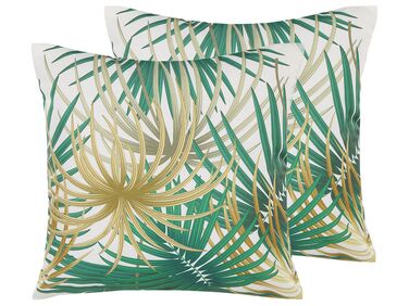 Lot de 2 coussins d'extérieur GAIANA Motif de plante 45 x 45 cm Vert