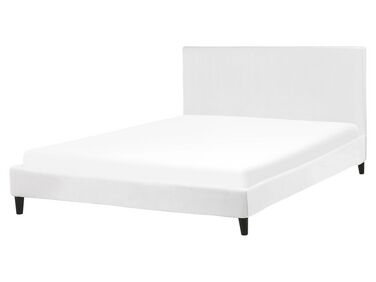 Lit avec sommier Velours FITOU 160 x 200 cm Blanc
