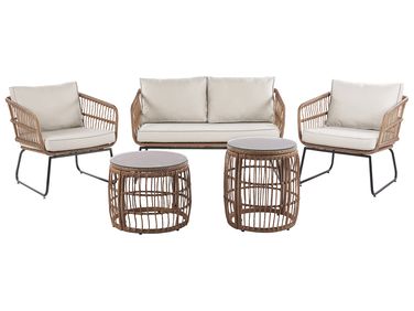 Ensemble de salon de jardin avec table 4 places RAVELLO Polyrotin Naturel