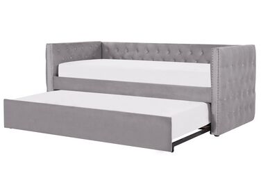 Lit gigogne Velours GASSIN 90 x 200 cm Gris