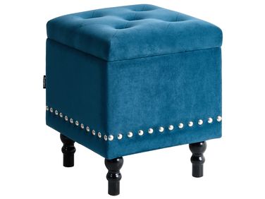 Pouf de rangement LORETTO Velours Bleu foncé