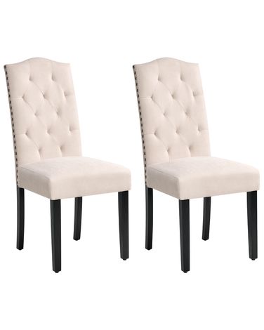 Lot de 2 chaises de salle à manger SHIRLEY Tissu Beige clair