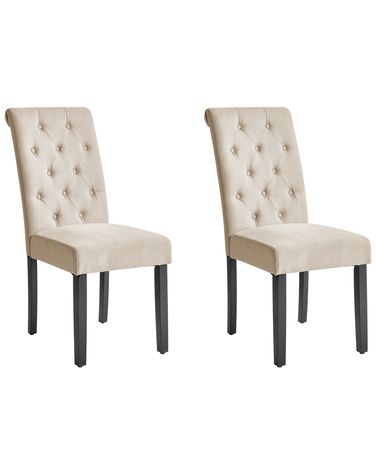 Lot de 2 chaises de salle à manger VELVA Tissu Beige sable
