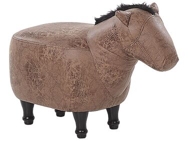 Animal Stool HORSE Faux Leather Light Brown Horse