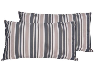 Lot de 2 coussins d'extérieur KASTOS À rayure 40 x 70 cm Taupe