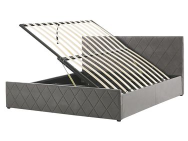 Lit ottoman Velours ROCHEFORT 160 x 200 cm Gris