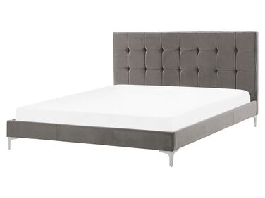 Lit avec sommier Velours AMBERT 160 x 200 cm Gris