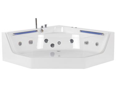 Hoek bubbelbad met LED CACERES 211 x 150 cm Wit