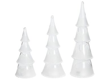 Lot de 3 figurines LED KIERINKI Arbre de Noël 22/27/33 cm Blanc