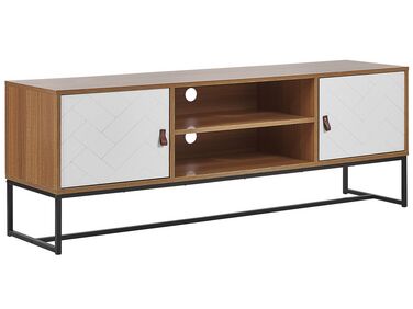 Meuble TV NUEVA Marron clair/blanc