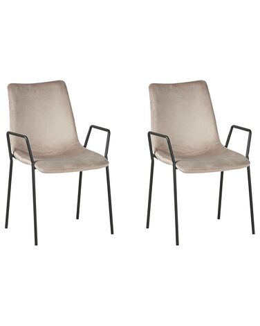 Lot de 2 chaises de salle à manger JEFFERSON Velours Taupe