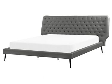 Bed Faux Leather ESSONNE 160 x 200 cm (EU King Size) Grey