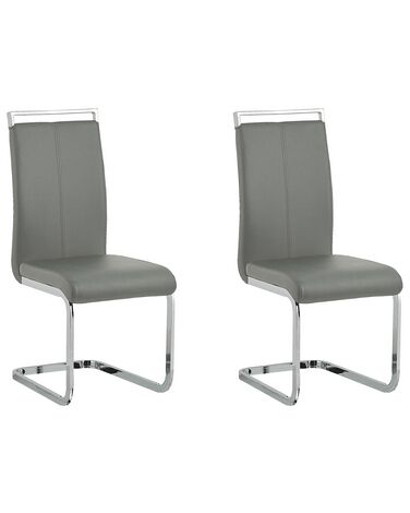 Lot de 2 chaises de salle à manger GREEDIN Cuir PU Gris