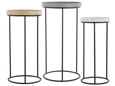 Lot de 3 tables d'appoint TEXON Noir