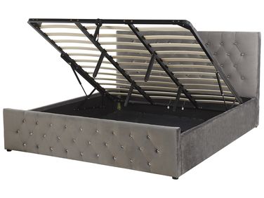Lit ottoman Velours AMIENS 180 x 200 cm Gris